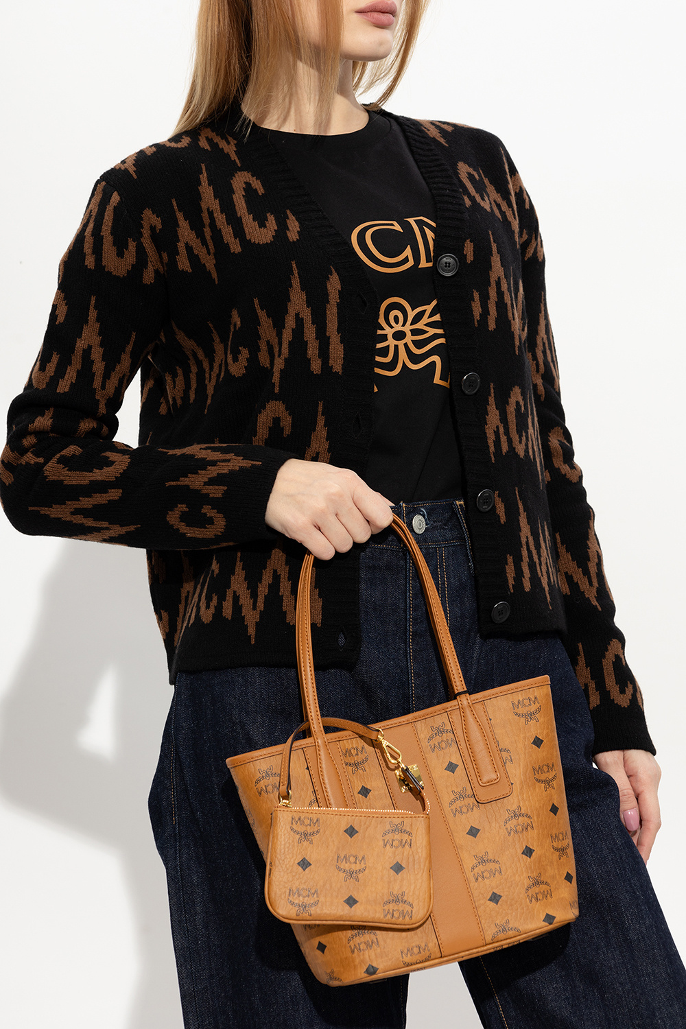 Mcm monogram outlet tote